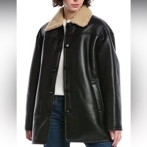 Rag & Bone Jackson Leather Jacket with Tan Sherpa Collar